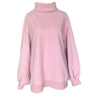 LIT‎ Active Whisper Oversized Turtleneck Sweatshirt Puff Sleeves XL Pink